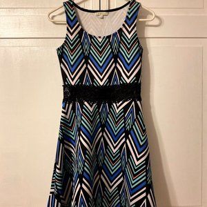 Small Colorful Printed Fit and Flare Dress